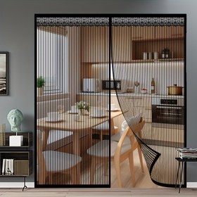 Resim 2D Kapı Perdesi, Yazlık Sivrisinek Geçirmez Kapı Perdesi - Matkap Gerektirmeyen Manyetik Kapatma, Sessiz Çalışma & Klasik Karartma Tasarımı, Oturma Odası, Yatak Odası, Balkon için Dayanıklı Polyester File Ekran, Mutfak Böcek Engeli, Şık Oda Dekoru 