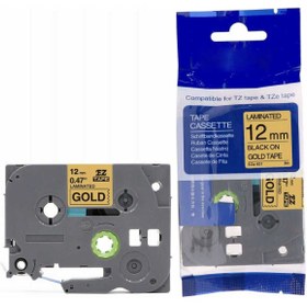 Resim Brother P-touch Tze-831 Muadil Gold Üzerine Siyah Etiket 12mm X 8m 