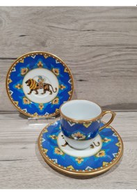 Resim River World 4 Parça 2 Kişilik Porselen Türk Kahvesi Fincan Takımı Lon Serisi Çok Renkli 