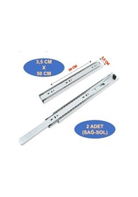 Resim Teleskobik Ray Seti, Yüksek Kapasiteli, Dayanıklı Çekmece Ve Dolap Rayları 1 Çift 3,5cm X 50cm Metal 