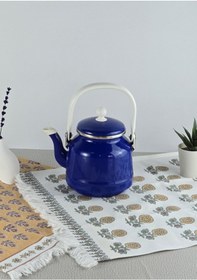 Resim Alev Vintage Demlik - Emaye Çaydanlık, Kettle - 1 Litre, Lacivert 