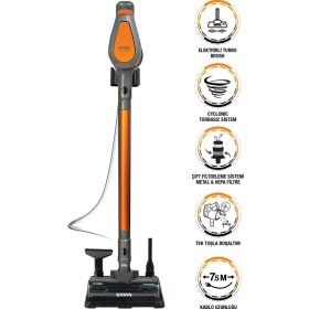 Resim Fantom Pluto P 6000 Cyclone Dikey Elektrikli Süpürge Antrasit 