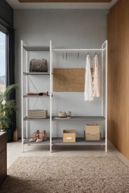 Resim Mobitopya Nilamu Antrasit Elbise Dolabı | Metal Gövdeli Açık Askılık & Organizer Dolap 130×170×34 Cm 