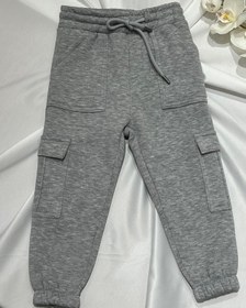 Resim Erkek Çocuk Beli ve Paçası Lastikli Kargo Cepli içi Şardonlu Eşofman Altı - Gri - 14 Yaş 
