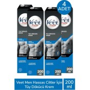 Resim Seddar Collection Veet Men Hassas Ciltler Için Tüy Dökücü Krem 200 ml 4 Adet 