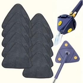 Resim 3/5/10 adet Üçgen Mikrofiber Mop Yedek Pedleri - Yıkanabilir, Dökülmeyen, Yapışkanlı Temizlik Bezleri Zeminler & Tavanlar için, Siyah, Kolay Toz Alma, Dayanıklı PC Malzeme, Mikrofiber Mop Pedleri 