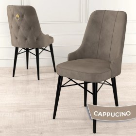 Resim Canisa Concept Pare Serisi Babyface Kumaş Yemek Odası Sandalye Siyah Gürgen Ayak Gold Halkalı 