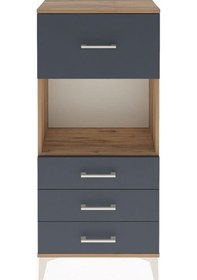 Resim Arges Dolap Tek Raflı 4 Çekmeceli 60x30x134 Çam-antrasit Atlas Çam 