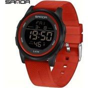 Resim Primepickings Sanda Erkek Spor Saati Kırmızı Büyük Kadran Gece Işığı Ve Darbe Dirençli Diğer 