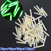 Resim 20/40/80/120 Adet Ateşböceği Floresan Işıklı Balıkçılık Şamandıraları - Güç Gerektirmez, Karanlıkta Parlayan, 4.5mm x 40mm Dayanıklı Plastik Elektriksiz Gece Balıkçılığı Aksesuarları, Koyu Sular için Görünürlük Artırıcı, Lumino 