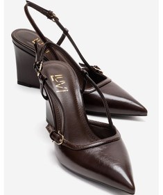 Resim Luvishoes Celıa Kahverengi Cilt Sivri Burunlu Kadın Dolgu Topuklu Ayakkabı Kahverengi 