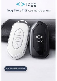 Resim Togg T10x T10f Anahtar Kılıfı Aksesuar Beyaz-gümüş 