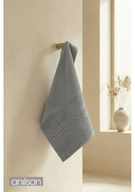 Resim Greek Gri El Havlusu - 50x90 Cm, 225 Gr, %100 Pamuk, Spa Ve Otel Havlusu Gri 