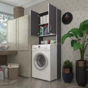 Resim Kenzlife çamaşır makinesi dolabı veronika gri 180*066*20 banyo çift kapaklı arkalıksız 