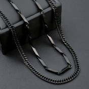 Resim 2'li Paket Erkek Siyah Paslanmaz Çelik Küba Bağlı Zincir Boyunluklar, Avant-Garde Punk Gotik Stil, Hip-Hop Takıları, Erkek Arkadaş İçin İdeal Hediye 
