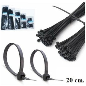 Resim Siyah Cırt Plastik Kelepçe 20 Cm Kablo Bağı - 3.6 200mm 100 Adet 