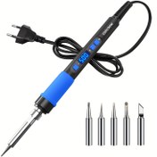 Resim ILIBILIB 90W Akıllı Lehimleme Demiri Kiti LCD Ekranlı - Ayarlanabilir Sıcaklık 356-923°F, Hızlı Isınma, Kaymaz Tutuş, DIY & Tamirler için İdeal, Mavi 