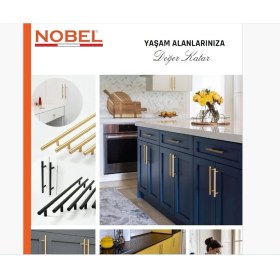 Resim Paslanmaz Boy Kulp Nobel Mat Siyah 192 mm | Modern Dolap & Çekmece Kulpu | 5’li Paket 