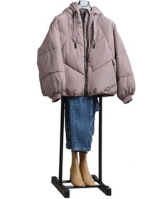 Resim Lerato Tek Tepeli Dilsiz Uşak, Elbise Askısı Siyah Yükseklik Ayarlanabilir 96-160x45x43 Cm 