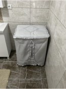 Resim Çalışkan Çeyiz Evi Simli Çamaşır Makinesi Örtüsü - Gri 