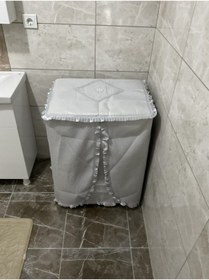 Resim Çalışkan Çeyiz Evi Simli Çamaşır Makinesi Örtüsü - Gri 