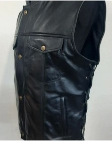 Resim ArdaStilDeri Hakiki Deri Motorcu Chopper Yelek 