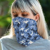 Resim Mavi Kamuflaj Motorcu Boyunluk Maske Bandana 