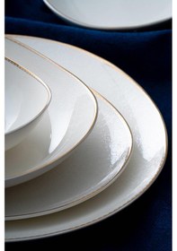 Resim Acar April 6 Kişilik 29 Parça Porselen Yemek Takımı Beyaz - Gold 