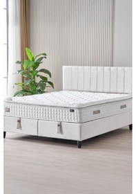 Resim Zambak Çift Kişilik Sandıklı Baza Antibakteriyel Ortopedik Paket Yaylı Pedli Yatak 3 Lü Set 160 x 200 