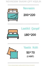 Resim More Home Çift Kişilik Lastikli Çarşaf Seti + 2 Yastık Kılıfı Gül 