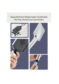 Resim Aqua Kare 3 Fonksiyonlu Duş Başlığı , Pvc Duş Hortumu Ve Mafsal Krom 