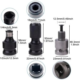 Resim Depolife 1/2 Matkap Chuck Mandren Adaptör Somun Sökme Makinesini Hex Bits Vidalamaya Dönüştürme Aparat Seti 