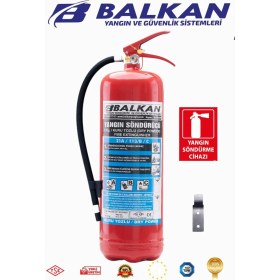 Resim BALKAN YANGIN VE GÜVENLİK SİSTEMLERİ 6 kg Ruhsata Uygun 4 Yıl Tozlu Yangın Tüpü(Levha-Askı) 