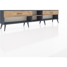 Resim Arges Tv Ünitesi Tek Raflı 2 Çekmeceli 220x30x51 Antrasit-çam Atlas Çam/atlas Çam - Antrasıt 