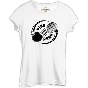 Resim Masa Tenisi - Ping Pong Ying Yan Beyaz Kadın Tshirt - Beyaz / XL 