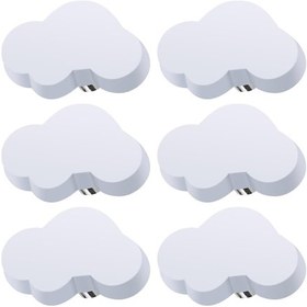 Resim Beyaz 6'lı Paket Bulut Şeklinde Çekmece Kulpları, Çocuk Mobilya Kulpları, Kız Ve Erkek Çocuklar İçin Kauçuk Kulplar, Dolap Kulpları, Çekmeceler İçin 