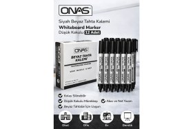 Resim Paxteks Onas Siyah Beyaz Tahta Kalemi Whiteboard Marker Düşük Kokulu 12 Adet Kutu 