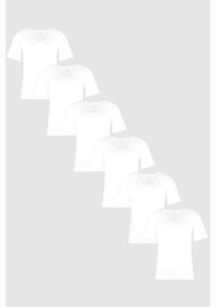 Resim Ceylanoğlu 6'lı Bayan Güpürlü V Yaka Yarım Kol Fanila-205 Beyaz 