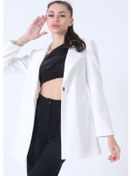 Resim Feminist Ekru Zebra Astar Detaylı Krep Blazer Ceket 01051201.147 001 