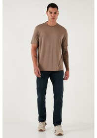 Resim Buratti Streç Pamuklu Comfort Fit Yüksek Bel Boru Paça Jeans Erkek Kot Pantolon 4412C25Texas Mavi 