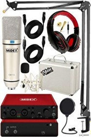 Resim Midex Superior Pack-3 Stüdyo Kayıt Ekipmanları Glx-800 Ses Kartı CX1 Stüdyo Mikrofon 