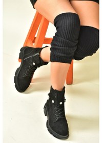 Resim Fox Shoes Siyah Süet Taş Detalı Günlük Kadın Bot N820003202 Siyah-Süet 