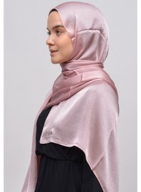 Resim Altobeh Janjan Şık Parlak Saten Dokulu Kadın Tesettür Abiye Şifon Şal - Koyu Pembe 