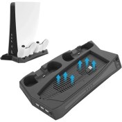 Resim Ps5 Standart Kasa Cdli Ve Dijital Sürüm Uyumlu Fanlı Şarj İstasyonlu Soğutucu Stand + Oyun Standı Siyah 
