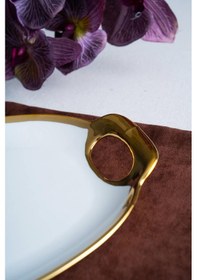 Resim Acar Arven Oval Gold Sunum Tepsisi - 45 Cm Beyaz 