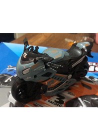 Resim Oyuncak Sürtmeli Polis Motorsikleti 15 Cm Haki Gri Model Motorsiklet 