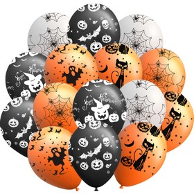 Resim 18 adet Cadılar Bayramı Balonları - 30.48 cm Siyah, Turuncu ve Beyaz, Korkunç Ruhsuzlar, Yaratıklar, Kabaklar ve Örümcek Ağı ile - Dayanıklı Emülsiyon Parti Dekoru Cadılar Bayramı, Doğum Günü, Mezuniyet, Sevgililer Günü, Noel, Paskalya, Şükran Günü için - İç/Dış Mekan Kullanımı, Cadılar Bayramı Süsleri, Şenlik Etkinliği Aksesuarları, Şenlik Atmosferi, Şenlik Tasarımı, Şenlik Kalitesi, Şenlik Dekoru, Şenlik 