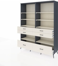 Resim Hyperion Gardrop 8 Raflı 6 Çekmeceli 176x44x221 Antrasit-aytaşı Aytaşı 