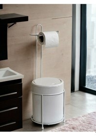 Resim Metalshop Çöp Kovalı Banyo Wc Kağıtlık - Tuvalet Kağıtlığı Beyaz 