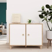 Resim Robin Home Merlin Çok Amaçlı Dolap 2 Kapaklı Ahşap Ayak Ofis Dolabı M35 